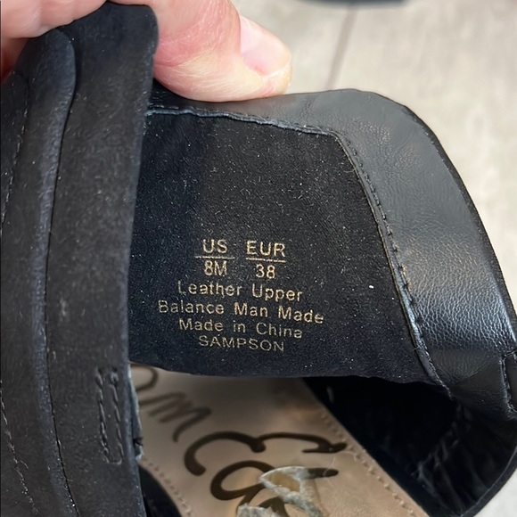 Sam Edelman Black Leather Block Heel Slip On Sandals, Size 8 - Picture 7 of 11